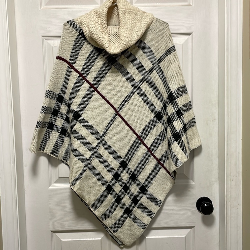 MISMASH | Plaid | Knit | Turtleneck/Cowl | Poncho/Cape | Size M